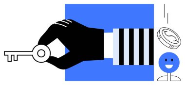 Para ve gülümseme figürünün yanında el ele tutuşmak, finansal fırsatları, erişimi, başarıyı, liderliği, yatırımı, yetkilendirmeyi ve büyümeyi temsil ediyor. Basit düz metafor için ideal