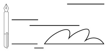 Dolmakalem dinamik çizgilere ve soyut şekillere akar, yaratıcılığı ve ifadeyi sembolize eder. Yazmak için ideal, edebiyat, yaratıcılık, hayal gücü, hikaye anlatma, yenilik, basit düz
