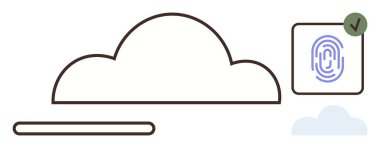 Bulut bağlantılı tasarım ve parmak izi doğrulama sistemi. Siber güvenlik, bulut depolama, gizlilik, ağ güvenliği, şifreleme, veri entegrasyonu ve teknoloji yenilik metaforları için ideal