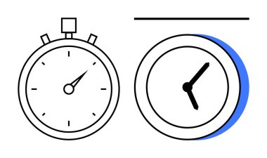 Üzerinde işaretler ve asgari duvar saati olan kronometre zaman takibi ve etkin programlama olduğunu gösteriyor. Üretkenlik, proje planlaması, teslim tarihleri, zaman yönetimi, verimlilik, dakiklik, basit