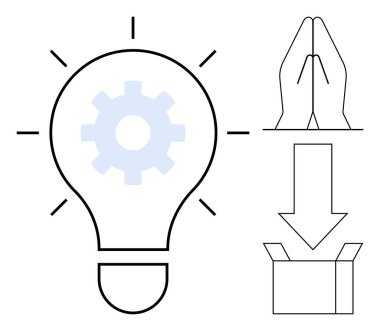 İç donanımlı ampul, dua eden eller, kutuya giren ok fikir üretimini, umudu ve uygulamayı temsil ediyor. Yenilikçilik, yaratıcılık, problem çözme, strateji takım çalışması maneviyatı için ideal