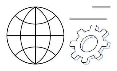Küresel iletişimi ve ekipmanları temsil eden küre teknoloji işbirliğini simgeliyor. Yenilik için ideal, küreselleşme, takım çalışması, yazılım geliştirme, mühendislik, otomasyon, ilerleme. Basit.