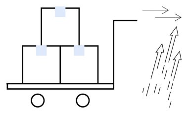 El arabasında kutular dolusu mühür var. Oklar hız ve ilerlemeyi simgeledikçe ilerliyorlar. Teslimat için ideal, lojistik, ulaşım, verimlilik, büyüme, verimlilik hızlı servis. Basit.