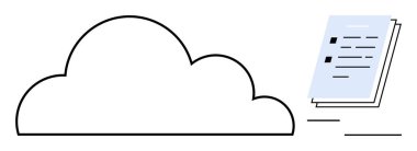 Bulut, veri depolamayı, çevrimiçi dosyaları ve kolay erişimi sembolize eden yüzen belgelerle bağlantılı. Teknoloji, bulut hesaplama, yedekleme, organizasyon, uzak çalışma, işbirliği dosya paylaşımı için ideal