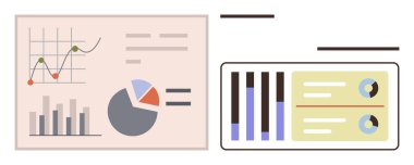 Grafikler, pasta grafikleri, bar grafikleri ve eğilim ve analizleri gösteren istatistiksel veri görselleştirmeleri. İş, finans, eğitim, araştırma stratejisi, teknoloji bilimi için idealdir. Basit bir daire.