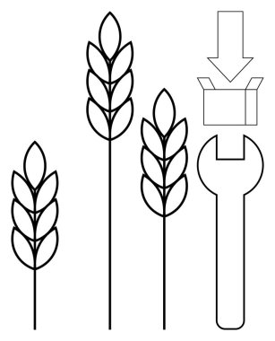 Buğday fabrikaları, İngiliz anahtarı ve ambalaj tasarımı entegrasyonu çiftçiliği, üretimi ve endüstriyel verimliliği temsil ediyor. Tarım, tarım, endüstri, yenilik sürdürülebilirlik gıda sistemleri için ideal