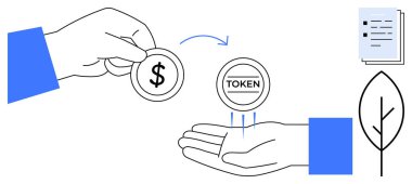 Ellerindeki, belgelerindeki, yapraklarındaki ve oklarındaki jetonlarla para takas ediyorlar. Finans, ekoloji, sürdürülebilirlik, ticari kripto yatırım ödül sistemleri için idealdir. Temiz ve düz bir metafor.