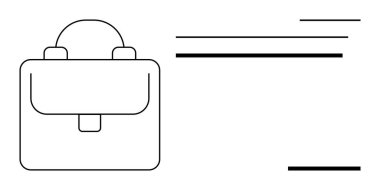Metin için yatay çizgiler boyunca uzanan basit bir evrak çantası, işi, verimliliği, organizasyonu, iş dünyasını, iletişimi, eğitimi ve yapıyı sembolize ediyor. Basit düz metafor için ideal