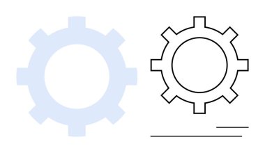İki dişli, biri dolu ve biri özet geçmiş, takım çalışması, üretkenlik, yenilik ve sistem işlemleri kavramlarını iletir. Endüstri, teknoloji, verimlilik otomasyon mühendisliği için ideal.
