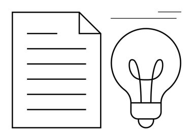 Çizgilerin yanındaki ampul yaratıcılığı, fikir üretimini, yeniliği, planlamayı, yazmayı, beyin fırtınasını ve problem çözmeyi sembolize ediyor. Eğitim verimlilik stratejisi için ideal