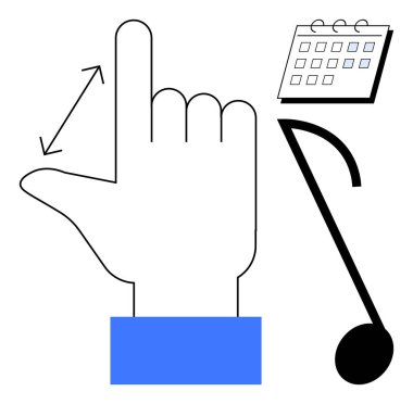 El hareketi, bir takvim ve notanın yanında ayarlama olduğunu gösterir. Program, yaratıcılık, teknoloji, yenilik, zaman yönetimi, müzik ve planlama konuları için idealdir. Minimalist daire