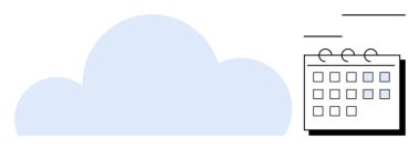 Bulut tabanlı zamanlamayı, planlamayı ya da veri depolamayı sembolize eden spiral bağlayıcı bir takvimin yanındaki mavi bulut. Organizasyon, zaman yönetimi, takım çalışması, teknoloji, üretkenlik ve veri için ideal