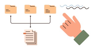 El, birbirine bağlı üç klasör, dosya ve not satırıyla etkileşime giriyor. Dosya yönetimi, organizasyon, navigasyon, veri akışı, takım çalışması dijital planlama ofisi verimliliği için ideal. Basit.