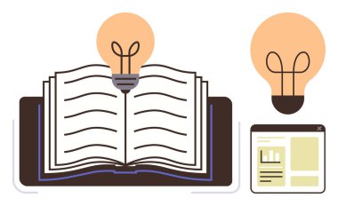 Parlayan ampuller ve ilham, fikir üretimi, yenilik, araştırma, yaratıcılık, çevrimiçi öğrenme ve eğitim içeren dijital bir web sayfası olan açık bir kitap. Basit düz metafor için ideal