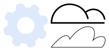Dişli ve minimalist bulut teknolojiyi, yeniliği ve bulut hesaplamasını simgeliyor. Teknoloji, yenilik, bulut depolama, bağlantı, takım çalışması geliştirme ve sistemler için idealdir. Basit.