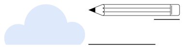 Açık mavi bulut ve kalem yaratıcılığı ve hayal gücünü çağrıştırıyor. Sanat, yazma, yaratıcılık, yenilik, tasarım, eğitim ve beyin fırtınası için ideal. Basit düz metafor
