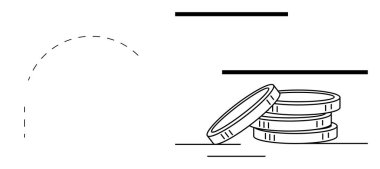 Siyah-beyaz asgari tarzda istiflenmiş üç sikke seti, ekonomiyi, zenginliği, finansal planlamayı, büyümeyi, ekonomiyi, ticareti ve basitliği iletiyor. Finans bankacılığı yatırımı için ideal