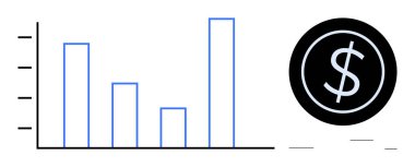 Finansal verileri ve parasal büyümeyi vurgulayan dolar işaretini temsil eden minimalist bar tablosu. Finans, ekonomi, iş, analiz, yatırım, kurumsal strateji, bankacılık için ideal. Temiz