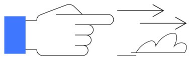 İşaret parmağı işaret eden oklar ve soyut bulut sürati, ilerlemeyi ya da yönü resmeder. Hareket, karar, rehberlik, ilerleme, navigasyon, liderlik basitliği için ideal