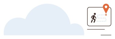 Bulut, dijital arayüzde lokasyon iğnesine doğru yürüyor. Navigasyon, izleme, çevrimiçi hizmetler, bağlantı, bulut teknolojisi, yolculuk haritalama için ideal, basit düz metafor