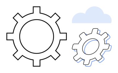 Bulutların yanında iki birbirine bağlı vites takım çalışması, otomasyon, bulut hesaplama ve sistem geliştirmeyi vurgular. Üretim, mühendislik, bilişim, işbirliği ve bütünleşme için ideal
