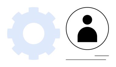 Kullanıcıyı, işbirliğini ya da profil yönetimini sembolize eden kişi simgesinin yanındaki araç ve süreçler için vites. Takım çalışması, ayarlar, kullanıcı arayüzü, organizasyon, teknoloji, basit düz işlem için ideal