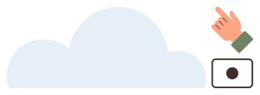 El, büyük bir bulut şeklinin yakınındaki dairesel bir düğmeyle etkileşime giriyor. Konseptler için idealdir. Bulut hesaplama, veri depolama, kullanıcı kontrolü, teknoloji, etkileşim, basitlik, dijital erişim