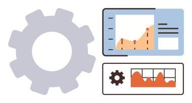 Grafikler, grafik trendleri ve verilerle görsel teçhizat ve gösterge paneli. İstatistik, analitik, iş stratejisi, süreç iyileştirme, verimlilik veri akışı ve yönetim için ideal. Basit bir daire.