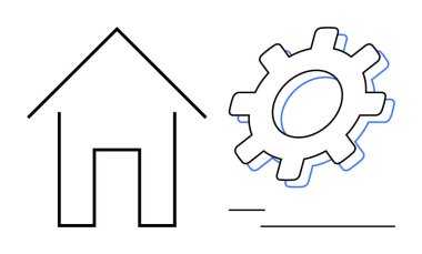 Minimalist ev ve teçhizatlar ev otomasyonu, teknoloji, bütünleşme, verimlilik, yenilik, bağlantı ve akıllı yaşam fikirlerini aktarıyor. Gayrimenkul için ideal, akıllı ev promosyonları veya