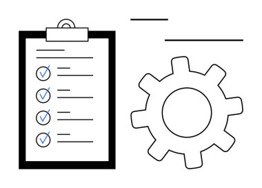 Kontrol listesi ve teçhizatlı pano organizasyon, yapı, proje planlaması, görev yönetimi. İş akışı, verimlilik, operasyonlar, ilerleme stratejisi planlama işleri için ideal. Basit düz