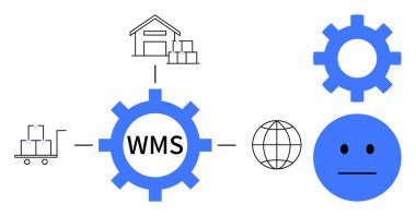 WMS teçhizatı depo, araba, nakliye, envanter ve küresel bir ağı birbirine bağlar. Lojistik, tedarik zinciri, otomasyon, depo yönetimi uluslararası ticaret teknolojisi için idealdir.