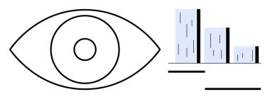 Göz sembolü ve çubuk grafiği gözlem, analiz ve monitörü vurgular. Veri takibi, analitik, araştırma, istatistik, vizyon teknolojisi performansı için ideal. Basit düz metafor