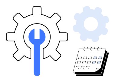 Vites ve anahtar vurgulama araçları ve ayarları, planlama için bir takvim ile. Yönetim, organizasyon, iş akışı, verimlilik, bakım, planlama süreci optimizasyonu için idealdir. Basit düz