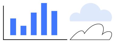 Mavi çizelge, siyah çizgi çerçeve, minimal mavi ve siyah bulut çizimi. Analiz, bulut depolama, teknoloji, ilerleme, hesaplama, iş anlayışı basitleştirilmiş veriler için ideal