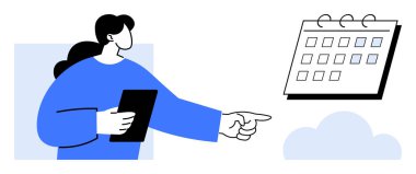 Tableti tutan ve öncelikleri belirlemek için takvime işaret eden kişi, planlama, zaman yönetimi, takım çalışması. Zamanlama, verimlilik, organizasyon, teslim tarihleri ve odaklanma planlaması için ideal