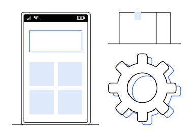 Şebeke tasarımlı akıllı telefon, ayarlar için teçhizat ve arayüz çubuğu elementleri. Uygulama geliştirme, UXUI tasarımı, yazılım mühendisliği, mobil teknoloji, kişiselleştirme programlama verimliliği için idealdir. Basit.