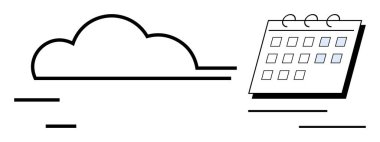 Bulut simgesi ile işaretli tarihler, bulut temelli zaman izleme, olay planlama ve görev organizasyonunu temsil eden bir takvim. Üretkenlik için ideal, dijital araçlar, zamanlama, takım çalışması, uzaktan kumanda