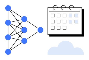 AI, zamanlama, veri bilimi, planlama, makine öğrenimi, iş akışı optimizasyonu, basit düz metafor için dijital yönetim ideali
