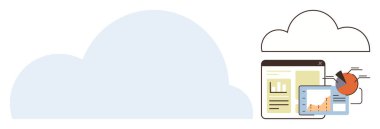 Bulut platformu depolama, analiz ve görselleştirme araçlarını entegre ediyor. İş, finans, teknoloji, iletişim, veri paylaşımı için ideal, eğitim için basit düz metafor