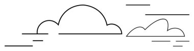 Rüzgâr ve hareketi sembolize eden yatay çizgili çizgi sanatı bulutları. Hava, özgürlük, doğa, uçuş, iyimserlik, soyut tasarım, modern basitlik için idealdir. Basit bir düz metafor.