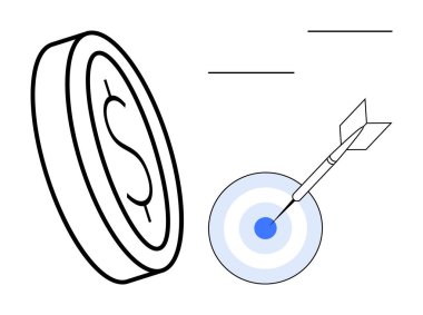 Büyük para ve hassas ok darbesi finansal başarıyı, stratejik yatırımı veya hedefe odaklı karı sembolize eder. İş stratejisi, yatırım, hedefler, pazarlama ve başarı için ideal