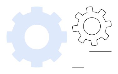 Büyük açık mavi dişli ve soyut yatay çizgileri olan daha küçük siyah çizgili dişli. Fikirler, takım çalışması, teknoloji, iş, yenilik, bağlantı, iş akışı için idealdir. Basit düz metafor