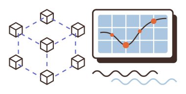 Küpler, yükselen noktaları olan bir grafiğin yanında merkezi olmayan bir ağ oluşturuyor. Engelleme zinciri, veri analizi, yenilik, istatistik, büyüme, teknoloji ve dijital ekonomi için ideal. Basit düz