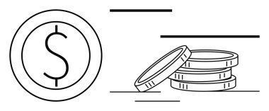 Çemberin içinde para, tasarruf ya da finans birikimlerini gösteren dolar işaretleri var. Ekonomik strateji, yatırım, bankacılık, kurumsal kâr, zenginlik, ticaret için ideal basit düz metafor
