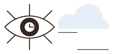 Görmeyi ve zamanlamayı simgeleyen saatli göz ve hayal gücünü temsil eden bir bulut. Zaman yönetimi, odaklanma, yaratıcılık, vizyon, farkındalık, gelecek planlama için idealdir. Çok basit.