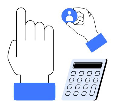 El işaretleme, bir diğeri kullanıcı profili çemberi tutuyor, aşağıda bir hesap makinesi var. İnsan kaynakları, askere alma, analitik, karar verme, işletme finansmanı ve yönetimi için idealdir. Basit bir daire.