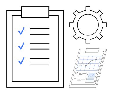 İşaretli görevleri, çarkıfeleği ve veri tablosu olan kontrol listesi panosu. Organizasyon, planlama, proje yönetimi, iş analizi, verimlilik iş akışı hedef takibi için idealdir. Basit düz