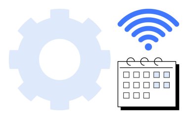 Vites, takvim ve kablosuz sembolün birleşimi otomasyon, planlama ve bağlantı anlamına gelir. Teknoloji, zamanlama, üretkenlik, ağ dijital dönüşüm iş akışı için ideal