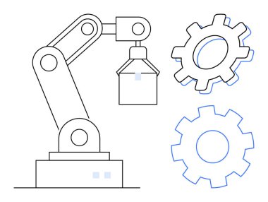 Robot kol viteslerle etkileşime giriyor, otomasyon, yenilik ve mühendislik sergiliyor. Teknoloji, imalat, geliştirme, mühendislik endüstriyel tasarım robot verimliliği için idealdir. Basit.