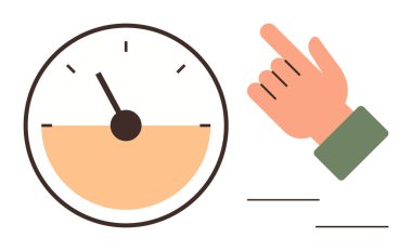 Bir iğne ve yarım dolu bir göstergeyle hız göstergesi, gelişmeyi, değerlendirmeyi ve kararları yansıtıyor. Üretkenlik, verimlilik, ölçüm, hedefler, büyümeyi kontrol etmek için ideal